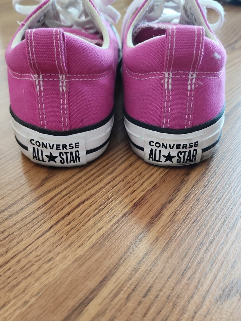 Converse Womens Low Top Sneakers in Bright Pink with White Accents - Picture 2 of 4